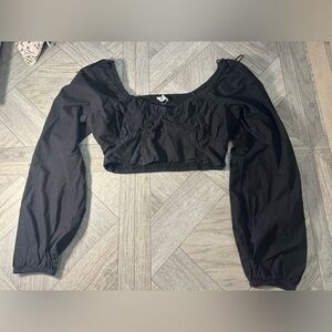 Cotton On Black Long Sleeve Crop Top
